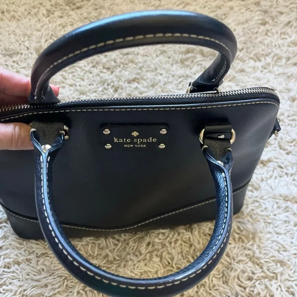 Kate Spade Black Wellesley Rachelle Satchel Leather Bowler Purse Shoulder Bag